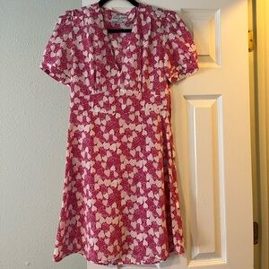 HVN Paula silk mini strawberry print dress